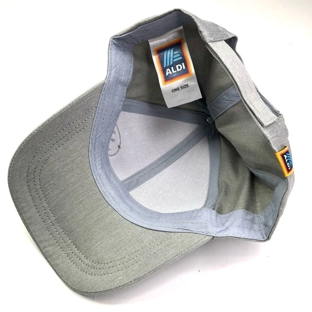 NWT ALDI Capsule Collection 2023 baseball hat cap light grey smiley face OS